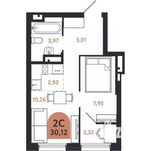 2-к квартира, вторичка, 30м2, 14/26 этаж