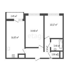 2-к квартира, вторичка, 48м2, 1/6 этаж