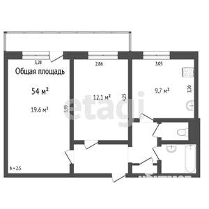2-к квартира, вторичка, 53м2, 7/8 этаж