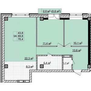 3-к квартира, строящийся дом, 70м2, 15/18 этаж