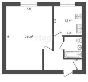 1-к квартира, вторичка, 42м2, 1/9 этаж