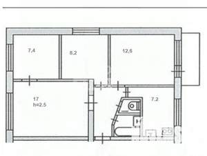 4-к квартира, вторичка, 60м2, 2/5 этаж