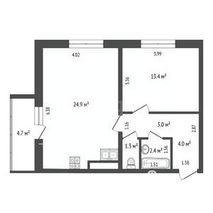 2-к квартира, вторичка, 54м2, 10/16 этаж