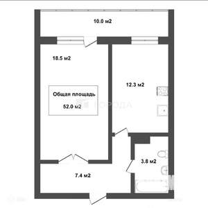 1-к квартира, вторичка, 52м2, 11/16 этаж