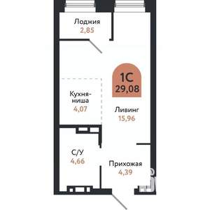 Студия квартира, вторичка, 29м2, 2/26 этаж