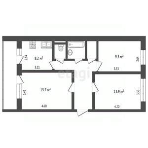 3-к квартира, вторичка, 61м2, 4/6 этаж