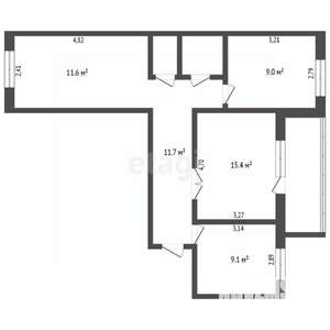 3-к квартира, вторичка, 61м2, 6/9 этаж
