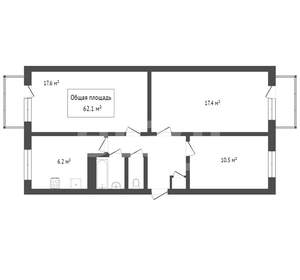 3-к квартира, вторичка, 61м2, 4/5 этаж