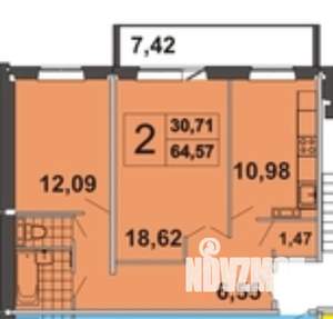 2-к квартира, вторичка, 61м2, 10/10 этаж