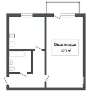 1-к квартира, вторичка, 30м2, 5/5 этаж