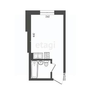 Студия квартира, вторичка, 17м2, 1/2 этаж