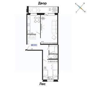 2-к квартира, вторичка, 63м2, 13/17 этаж