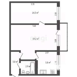 2-к квартира, вторичка, 45м2, 5/5 этаж