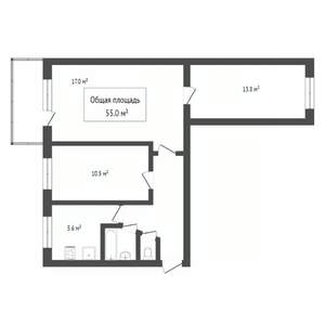 3-к квартира, вторичка, 57м2, 1/5 этаж