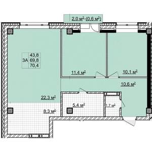 3-к квартира, строящийся дом, 70м2, 10/18 этаж