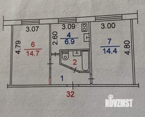 2-к квартира, вторичка, 43м2, 1/5 этаж