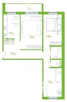 3-к квартира, вторичка, 81м2, 6/17 этаж