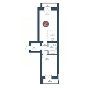 2-к квартира, вторичка, 57м2, 3/7 этаж