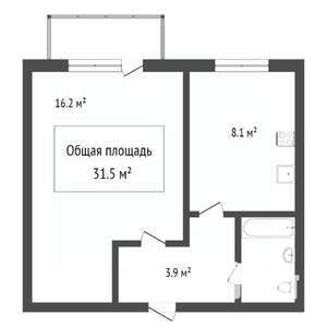 1-к квартира, вторичка, 30м2, 3/3 этаж