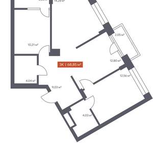 3-к квартира, вторичка, 69м2, 7/30 этаж