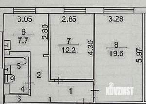 2-к квартира, вторичка, 54м2, 1/9 этаж