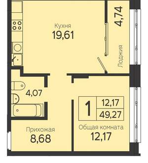 1-к квартира, вторичка, 49м2, 2/23 этаж