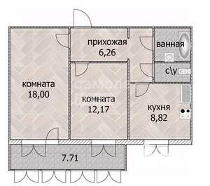 2-к квартира, вторичка, 51м2, 18/19 этаж