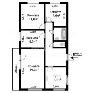 4-к квартира, вторичка, 70м2, 4/9 этаж