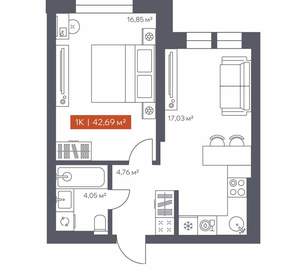 1-к квартира, вторичка, 43м2, 10/30 этаж