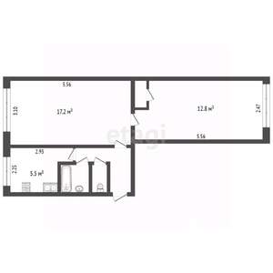 2-к квартира, вторичка, 43м2, 1/5 этаж