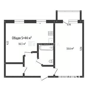 2-к квартира, вторичка, 44м2, 4/5 этаж