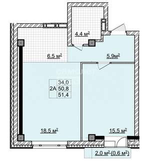 2-к квартира, вторичка, 51м2, 4/17 этаж