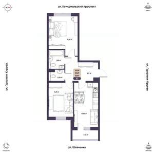 3-к квартира, вторичка, 55м2, 14/16 этаж