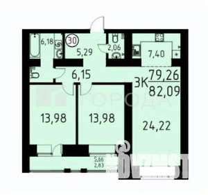 3-к квартира, вторичка, 82м2, 3/17 этаж