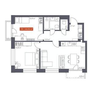 2-к квартира, вторичка, 67м2, 3/10 этаж