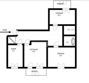 3-к квартира, вторичка, 65м2, 9/9 этаж