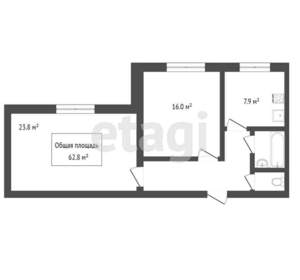 2-к квартира, вторичка, 38м2, 7/9 этаж
