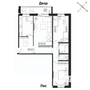 3-к квартира, вторичка, 84м2, 4/17 этаж