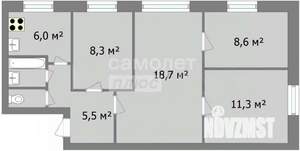 4-к квартира, вторичка, 61м2, 4/5 этаж