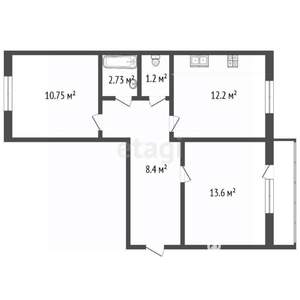 2-к квартира, вторичка, 48м2, 2/6 этаж