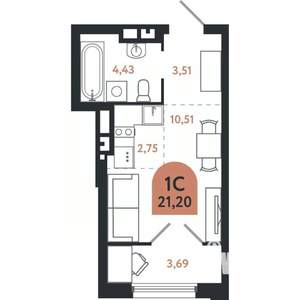 Студия квартира, вторичка, 21м2, 18/26 этаж