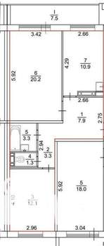 2-к квартира, вторичка, 59м2, 16/17 этаж