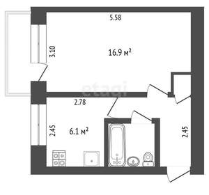 1-к квартира, вторичка, 31м2, 4/5 этаж