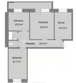 3-к квартира, вторичка, 63м2, 6/10 этаж