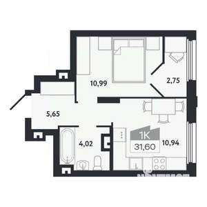 1-к квартира, вторичка, 32м2, 7/26 этаж