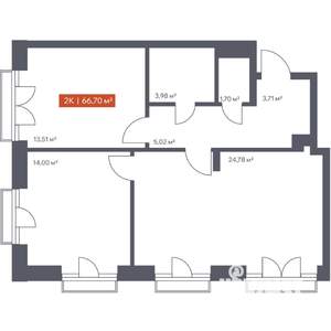 2-к квартира, вторичка, 67м2, 9/10 этаж