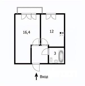 1-к квартира, вторичка, 36м2, 2/3 этаж