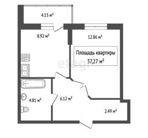 1-к квартира, вторичка, 35м2, 12/17 этаж