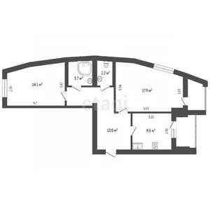 2-к квартира, вторичка, 60м2, 1/9 этаж