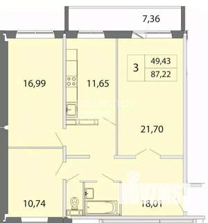 3-к квартира, вторичка, 86м2, 2/17 этаж